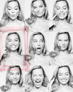 a woman making faces with different expressions