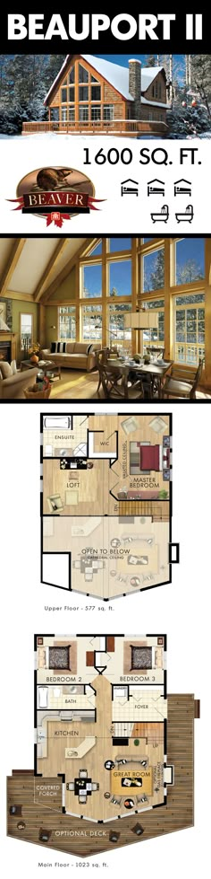 the floor plan for a house with two levels and three rooms, including an upstairs living area