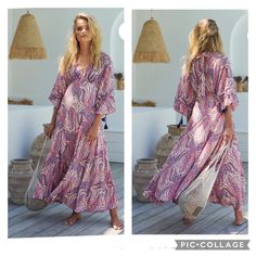 Nwt Size 2 Free People Mirage Perfectly Printed In A Free People Silhouette, This Effortless Maxi Dress Features An Empire Waistline For Flattering Shape And Exaggerated Sheer Sleeves For Additional Dimension. Swing Tassel Ties Dangle From Long Sleeves Paisley Pattern V-Neck Tie Closure At Back Side Zipper Back Keyhole Detail Pink Paisley Print Maxi Dress For Beach, Purple Long Sleeve Maxi Dress For Beach, Purple Maxi Dress With Boho Print, Purple Paisley Print Dress For Spring, Purple Paisley Print Spring Dress, Purple Flowy Boho Dress For Vacation, Flowy Purple Boho Dress For Vacation, Purple Boho Print Maxi Dress For Beach, Purple Paisley Print Dress For Summer