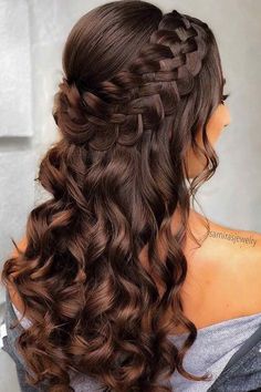 Dutch Headband Braid Down Hairstyles For Long Hair, Curly Prom Hair, Side Braid Hairstyles, Quinceanera Hairstyles, Quince Hairstyles, Easy Braids, Braids For Long Hair, Long Hair Women, Box Braids Hairstyles