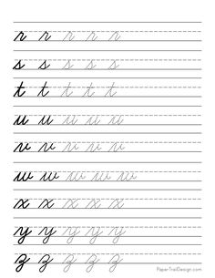 cursive writing practice worksheet with the letter s in black and white