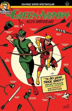 Green Arrow 80th Anniversary 100-Page Super Spectacular #1 1940s variant cover by Michael Cho * Otto Schmidt, Roy Harper, Arrow Oliver, Trick Shots, 80th Anniversary, Oliver Queen, Red Arrow, Jack In The Box, Variant Covers