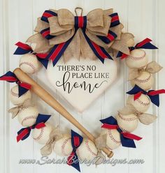 there's no place like home baseball wreath