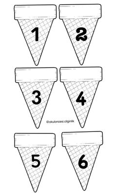 an ice cream cone with numbers on it and the number one in each triangle to be added