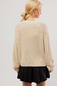 Find FREE PEOPLE Frankie Cable Sweater on Editorialist. A new take on a forever classic, this staple sweater is featured in a chunky knit fabrication with timeless cable detailing throughout for an added special touch. **Fit:** Relaxed, slouchy fit **Features:** Scoop neckline, ribbed hems, slouchy fit **Why We Frankie Cable Sweater in Butterum, Size: XS Perfect Denim, Cable Sweater, Free People Sweater, Boho Clothing, Pink Sweater, Cotton Sweater, Chunky Knit, Boho Outfits, Scoop Neckline