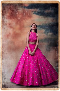 Vvani By Vani Vats | Fuchsia Lehenga Skirt With Blouse | INDIASPOPUP.COM Pink Lehenga For Party, Fitted Party Skirt For Navratri, Festive Fitted Pink Skirt, Glamorous Fitted Dress For Navratri, Pink Fitted Skirt For Diwali, Fitted Pink Skirt For Reception, Pink Fitted Skirt For Reception, Festive Pink Fitted Skirt, Pink Skirt For Party And Navratri