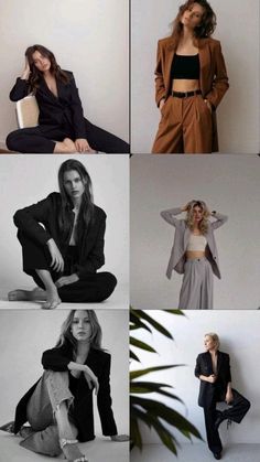 several photos of women in black and white, with one woman sitting on the floor