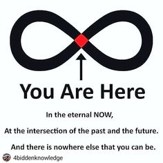 an infinite sign with the words you are here in black and red on white background