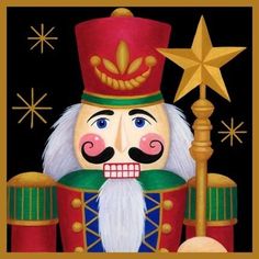 a painting of a nutcracker holding a star