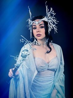 Winter Queen Tiara Snow Tiara, Winter Fairy Costume, Met Gala Party, Fairy Headdress, Ice Queen Dress, Snow Queen Dress, Fairy Tiara, Ice Fairy, Queen Tiara