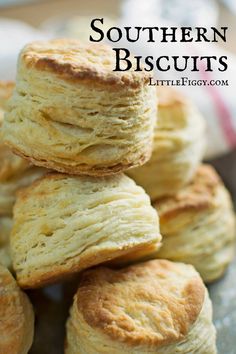 biscuits stacked on top of each other with the words southern biscuits written below