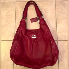 This Beautiful Ruby Red Coach Purse Is A Staple Piece You Need In Your Closet!! This Purse Has Silver Hardware And Multiple Compartments, Giving You Plenty Of Space For Personal Items! Hobo Shoulder Bag, Coach Purse, Staple Pieces, Coach Purses, Ruby Red, Silver Hardware, Coach Bags, Ruby, Bag Lady