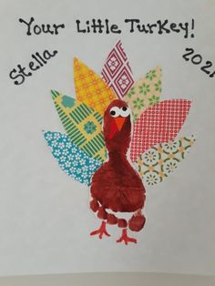 a turkey handprinted on a piece of paper