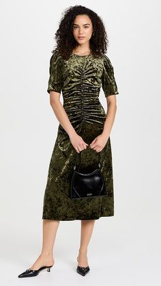 Sea Cailyn Dress | Shopbop Embroidered Cocktail Dress, Sea Clothes, Sea Dress, Crushed Velvet Dress, Velvet Midi Dress, Embroidered Midi Dress, Womens Fashion Inspiration, Sleeveless Midi Dress, Maxi Knit Dress