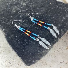 This Is A Gorgeous Pair Of Tribal Style Earrings. Seed Beads With Arrow Charms And 925 Sterling Silver Hooks. Approximately 3 1/2" Length All Earrings Come On Display Cards And Bagged Smoke Free Home Beaded Earrings Native Beadwork, Earrings Seed Beads, Beaded Earrings Native, Stick Earrings, Native Beadwork, Native American Beadwork, Mini Hoop Earrings, Heart Drop Earrings, Crystal Collection