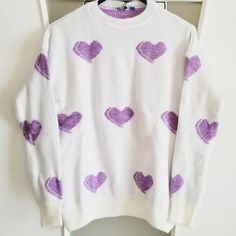 *Made In Turkey *73% Acrylic, 25% Polyester, 3% Elastane *Available In S,M,L Purple Cute, Navy Blue Crewneck, Fisherman Sweater, Heart Sweater, Sweater Jumper, Purple Heart, Mock Neck Sweater, Knitted Pullover Sweaters, Print Pullover