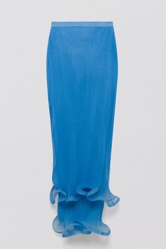 Kelso Skirt - Pacific Blue | SIMKHAI Pre-draped Flowy Long Skirt, Fitted Silk Long Skirt, Full Length Silk Lined Bottoms, Fitted Pre-draped Bottoms For Party, Elegant Full-length Voluminous Skirt, Silk Voluminous Skirt For Spring, Fitted Silk Pleated Maxi Skirt, Fitted Silk Draped Skirt With Lining, Fitted Long Silk Draped Skirt