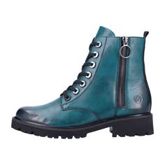 Remonte D867112 D86 for Women, Blue Remonte D867112 D86 - Women's Biker Boots in Blue Add a touch of casual style to any outfit with these Remonte Biker Boots in Blue. The playful side zipper adds a unique flair to these otherwise sleek shoes. Crafted from high-quality smooth leather, they exude elegance and offer exceptional comfort. Putting on and taking off these shoes is a breeze thanks to the special comfort width and zipper that provide ample room without feeling tight. The EVA sole makes the shoe super lightweight and flexible.  Main Features:  Color: Blue  Heel Height: 3.5 cm  Heel Type: Block heel  Shoe Width: Normal (G)  Removable Insole: No  Sole Color: Black  Closure: Zipper & Lace-up  Season: Autumn/Winter   Material & Care:  Upper Material: Smooth Leather  Lining Material: Te Womens Biker Boots, Happy Shoes, Lace Ankle Boots, Cinderella Shoes, Soft Shoes, Block Heel Shoes, Combat Boot, Lady Biker, Leather Boots Women