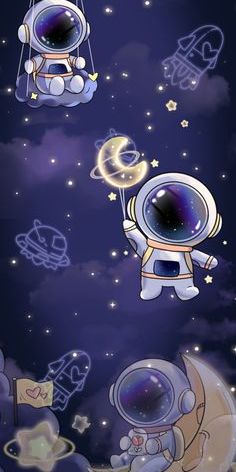 an astronaut is flying through the night sky