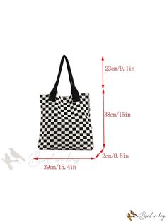 Bird in Bag - Plaid Shoulder Tote Bag with Casual Style for Women Casual Rectangular Canvas Shopping Bag, Casual Rectangular Canvas Bag For Errands, Casual Square Canvas Bag For Errands, Trendy Square Canvas Bag For Daily Use, Trendy Rectangular Canvas Bag For Errands, Square Shoulder Bag For Summer Errands, Crochet Bags, Shoulder Tote Bag, Bird In Bag