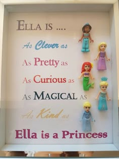 there is a sign that says ella is as clever as pretty as curious as as magical as ellen is a princess