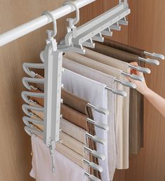 Fast Shipping From USA, Delivered In 3-5 Business Days Foldable Pants hangers create a clean organized closet. It can be used horizontally or vertically. our Pants hanger organizers for closets take back more space in your closet. Make the change today for a more organized lifestyle.   Bold Metal Rod, Strong Load Bearing Non-slip & No deformed Horizontal & Vertical Dual Ways Save Wardrobe Space 360 degrees rotation hook Vertical Hangers Closet, Closet Hanger Organization, Pant Hanger Ideas, Closet Hangers Ideas, Pants Hanger Ideas, Pants Organization Ideas, Pant Organization, Organizers For Closets, Hanger Organizers