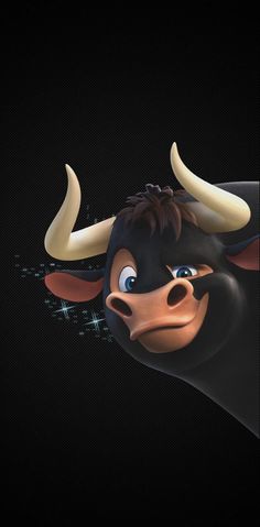 an animated bull with big horns on it's head