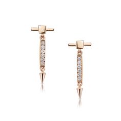 Dainty Diamond Bar Dangle Stud Earrings These dainty bar or linear diamond bar earrings are offered in 18K and 14K gold with six round premium diamonds on each bar ear stud. Each design contains an unparalleled proportion of metal to support the fine gems it accents. Part dangle earrings, part ear studs, these trendy, unique, and meaningful jewelry can be worn in elegant attire or in a casual affair. Everyday handmade jewelry with meaning from Irthly. A Call for Grounding This series' design wil Dainty Diamond Earrings, Everyday Wear Jewelry, Diamond Jewelry Necklace, Diamond Jewelry Designs, Meaningful Jewelry, Diamond Bar, Popular Jewelry, Earrings In Gold, Bar Earrings