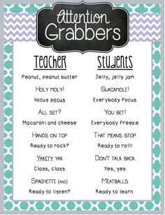 an attention graber for students to use on their own teacher's day activities