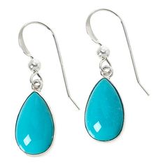 Jay King Sterling Silver Chilean Turquoise Pear Drop Earrings   A beautifully simple showcase of Chilean turquoise, this drop design is a versatile Mine Find for fans of easy-wearing jewelry.       Each approx. 1-3/16"L x 3/8"W     Stamped .925 sterling silver; polished finish     Pierced with French wire backs   Stone Information       All sizes and weights approximate     Stabilized Chilean Turquoise: Pear-shaped (8x13mm); mined in Chile Turquoise Teardrop Drop Earrings With Ear Wire, Hypoallergenic Turquoise Sterling Silver Teardrop Earrings, Hypoallergenic Turquoise Teardrop Earrings In Sterling Silver, Hypoallergenic Turquoise Teardrop Jewelry, Hypoallergenic Turquoise Drop Jewelry, Jewelry King, Wearing Jewelry, Drop Design, Color Bands