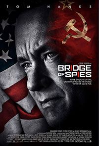 the movie poster for bridge of spies with an american flag on it's face