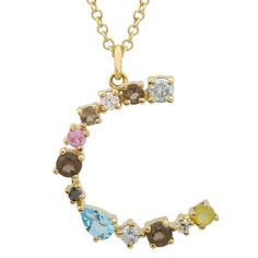 14K Yellow Gold multi gemstone initial necklace. the chicest way to add color to your neckmess. 1.5” charm. Each order is custom made-to-order. Please allow 4-6 weeks. Alphabet Necklace, Letter Pendant Necklace, Initial Necklace Gold, Gold Initial, Letter Charms, Letter Pendants, Gold Letters, Initial Letter, London Blue Topaz