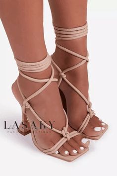 Lasaky - Premium Womens Strappy High Heel Sandals inspired by Roman Gladiator Style Gladiator High Heels, Pink Stilettos, Strappy High Heels Sandals, Square Toe Shoes, Modern Sandals, Gladiator Heels, Strappy High Heels, Square Toe Heels, Super High Heels