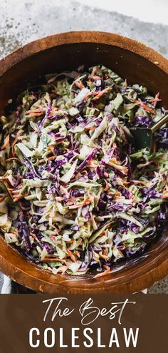 A bowl of the Best Coleslaw Recipe, creamy and freshly made, perfect for Memorial Day celebrations or summer BBQs, ready to serve chilled.