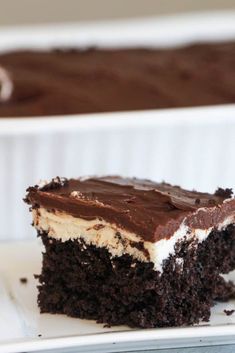 a piece of chocolate cake on a plate