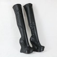 TAAFO Over The Knee Long Tall Women Boots Strange Wedges Platform Plus Size Streched Ladies Party Boot Custom Made 34 Womens Tall Boots, Women Boots, Tall Women, Ladies Party, Platform Wedges, Over The Knee, The Knee, Custom Made, Wedges