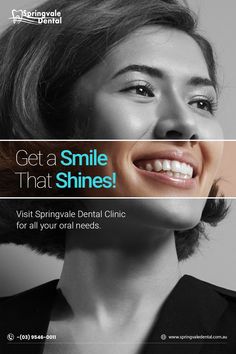 Ready to light up the room with your smile? ✨ Say hello to a brighter, more radiant grin with 'Get a Smile That Shines' at Springvale Dental Clinic! Our expert team is here to make your dream smile a reality. From professional whitening treatments to personalized care plans, we've got everything you need to shine with confidence. Book your appointment today and let your smile steal the spotlight! 😁 Dental Advertisement, Dentist Ads, Dental Smile, Dental Ads, Dentist Photography, Dental Videos Marketing, Dental Clinic Ads, Dental Infographics, Dental Clinic Social Media Post