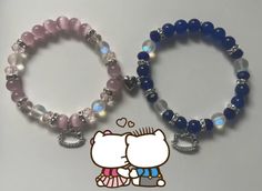 Matching Sanrio Bracelets, Kawaii Matching Bracelet, Kawaii Bracelet Jewelry For Friendship, My Melody And Kuromi Bracelet, Matching Cat Bracelets, Matching Couple Bracelets, Valentine's Day Gift Baskets, Diy Gift Set, Beaded Braclets