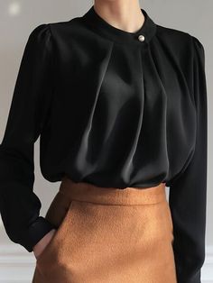 Buy Elegant Blouses and Shirts For Women from SWChic at Stylewe. Online Shopping Stylewe Long Sleeve Black Women Blouses And Shirts For Work Polyester Lady Turtleneck Elegant Casual Blouses And Shirts, The Best Daily Blouses and Shirts. Discover unique designers fashion at Stylewe Spring Outfits 2022 Trends, Spring Outfits 2022, 2022 Trends, Looks Street Style, Boys Fashion, Outfits 2022, Elegant Blouses