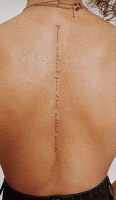 Elegant And Meaningful: Top 50 Spine Tattoo Ideas In 2023 Spine Tattoo Quotes, Back Tattoo Women Spine, Spine Tattoo Ideas, Tato Minimal, Minimal Tattoos, Writing Tattoos, Petite Tattoos, Spine Tattoos For Women, Cute Tattoos For Women