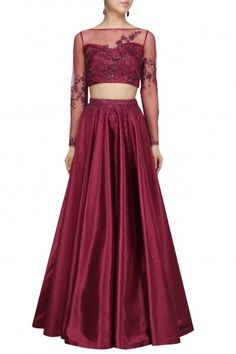 Satin Crop Top Outfits, Pooja Peshoria, Full Skirt And Top, Full Sleeve Crop Top, Floral Skirt Outfits, Latest Crop Tops, Crop Top And Skirt Set, Crop Top Lehenga, Net Blouse