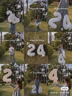 a collage of photos showing the number twenty four in different poses and numbers for each person's birthday