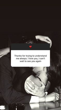 a man and woman hugging each other with the caption saying, thanks for trying to understand