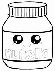 a jar with the word nutella on it and eyes drawn in black and white