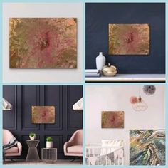 a collage of different paintings and furniture