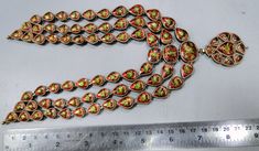 "20 carat solid gold, Old cut Diamonds and multicolor Enamel work necklace (Kundan Meena choker). A large necklace Ideal for special occasions set with eye popping clear old cut genuine Diamonds. A solid piece of jewelry good for family Heirloom which will last for ever. Multicolor enamel at the back giving this piece a unique look of quality, great workmanship and great value for Money. Length of necklace -30 cm (11.81\") Size could be adjusted according to your requirement by adding adjustable Earrings Kundan, Work Necklaces, Large Necklace, Gold Flats, 925 Silver Earrings, Family Heirloom, Necklace And Earrings, Solid Gold, Silver Earrings