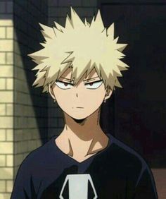 an anime character with blonde hair standing in front of a brick wall and looking at the camera