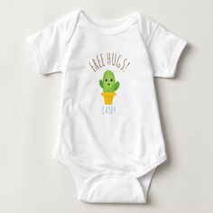 FREE Hugs! cute cactus baby gift for newborn Baby Bodysuit, Infant Unisex, White Astronaut Baby, Baby Cactus, Personalized Baby Clothes, Baby Easter, Simple Illustration, Ballet Girls, Baby In Pumpkin, Baby Body, Boy Clothes