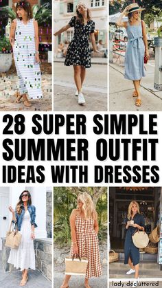 28 Super Simple Summer Outfit Ideas with Dresses Style Summer Dress, Summer Dresses For Dinner, Summer Dress Accessories, Shoes For Sundresses, Summer Dress Styling, London Summer Dress, Casual Day Dress, How To Style A Sundress, Summer Dress For Women