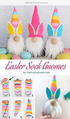 the instructions for how to make an easter sock gnomes